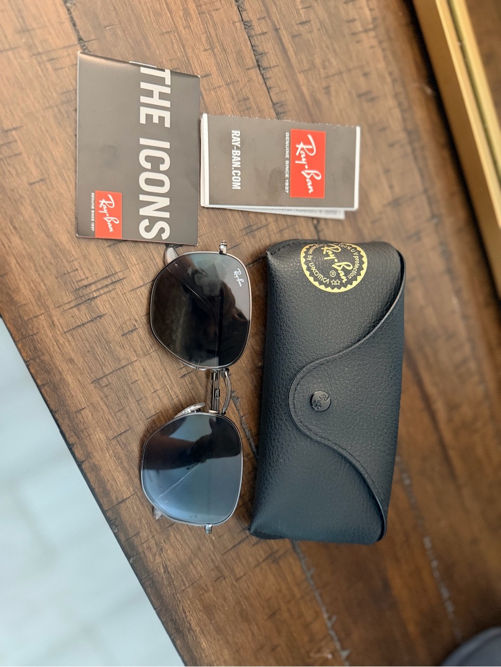 Ray-Ban Silver Frame Sunglasses with Black Lenses